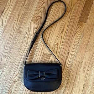 Kate Spade Rosewood Place Adelaide Crossbody Black Ribbon pebbled leather purse